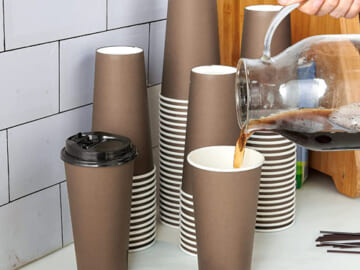 100-Count Brown Disposable Coffee Cups with Lids $20.71 After Coupon (Reg. $25.89) – $0.21/20 oz Cup! For Cold/Hot