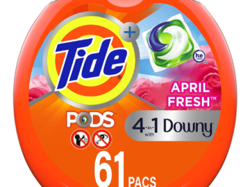 61-Ct Tide PODS Plus Downy 4-in-1 HE Turbo April Fresh Laundry Detergent Soap as low as $10.80 After Coupon (Reg. $21.24) + Free Shipping! 18¢ per Pac!