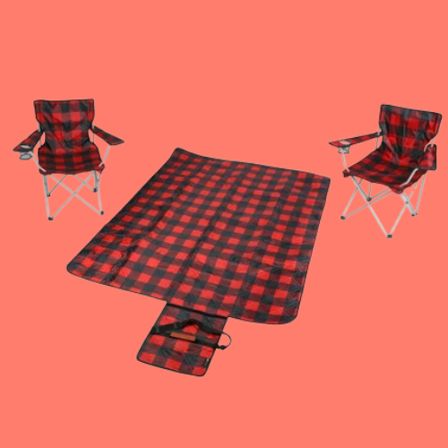 3-Piece Ozark Trail Buffalo Plaid Camping Chairs & Blanket Combo $20 (Reg. $45)