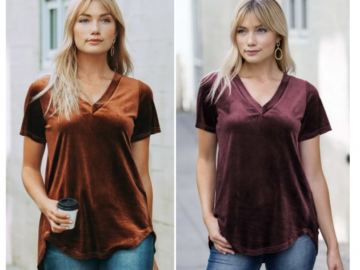 Women’s Relaxed Fit Velvet Top for just $19.99 shipped! (Includes Plus Sizes!)