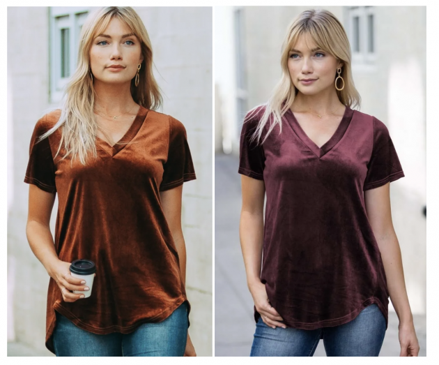 Women’s Relaxed Fit Velvet Top for just $19.99 shipped! (Includes Plus Sizes!)