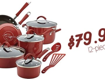 Rachael Ray Cucina Nonstick 12-piece Cookware Set for $79.99