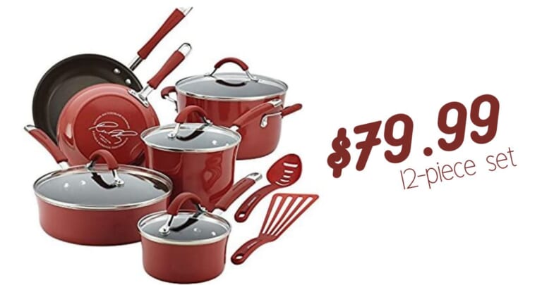 Rachael Ray Cucina Nonstick 12-piece Cookware Set for $79.99