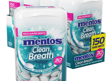 600-Count Mentos Clean Breath Sugarfree Hard Mint, Intense Wintergreen as low as $6.98 After Coupon (Reg. $27.98) + Free Shipping – 1¢ each hard mint!