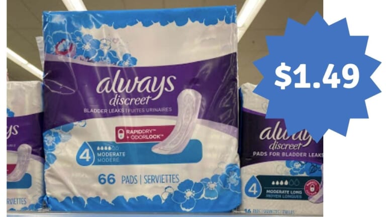 Always Discreet Pads Only $1.49 at Publix