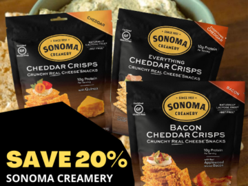 Save 20% on Sonoma Creamery Cheese Crisps as low as $8.77 After Coupon (Reg. $17.64) + Free Shipping – Low Carb, Gluten Free, Keto-Friendly