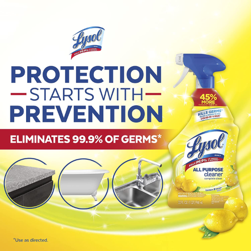 FOUR Lysol Lemon Breeze All-Purpose Cleaner, 32 Oz Spray Bottle $3.34 EACH (Reg. $8) – Sanitizing & Disinfecting! + Buy 4, Save 5%