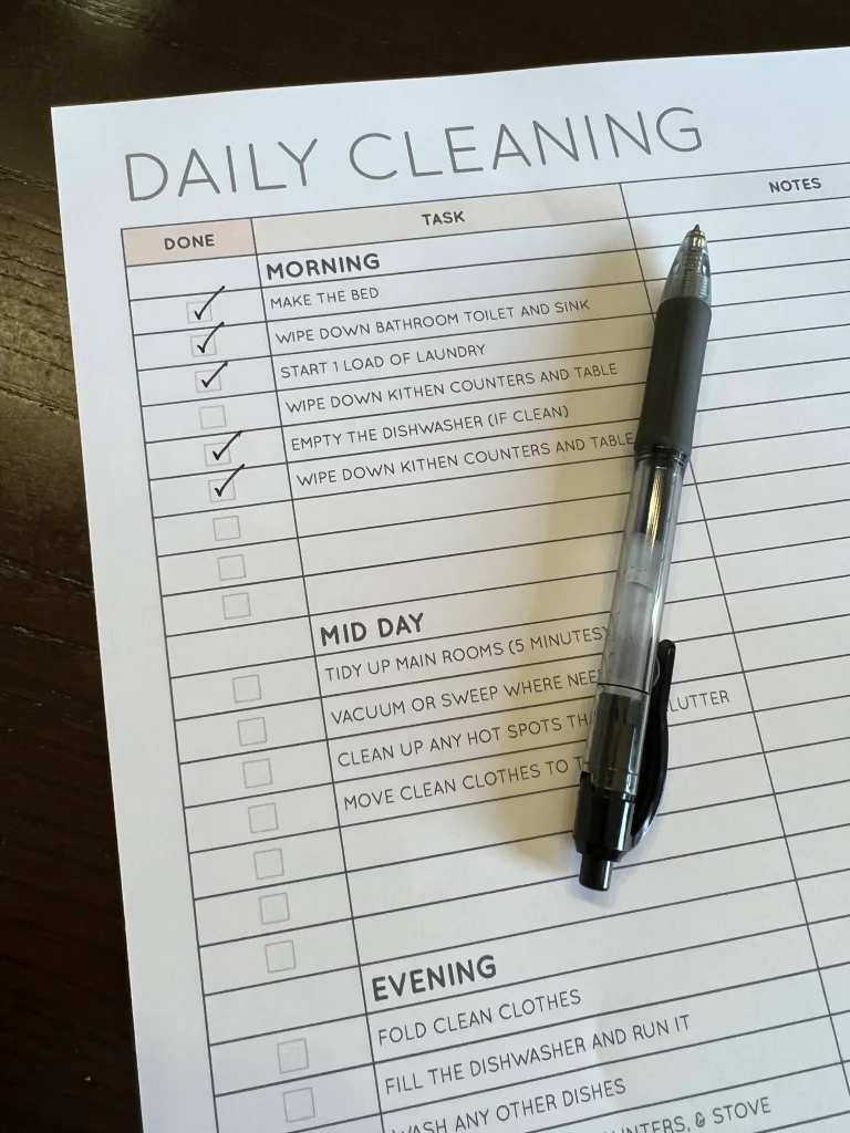 Free Printable Daily Cleaning Schedule