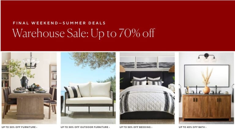 Final Weekend For 70% Off Pottery Barn