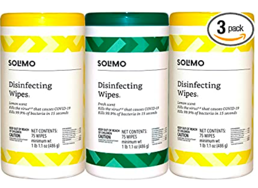 Amazon Brand Solimo Disinfecting Wipes (Pack of 3) only $7 shipped!