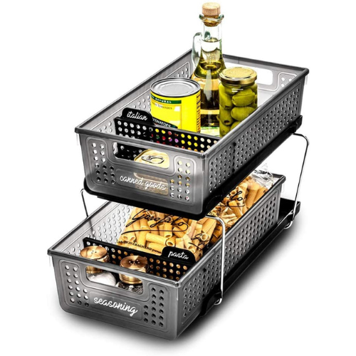 2-Tier Slide-out Baskets with Handles $30.33 After Coupon (Reg. $36.99) + Free Shipping – Multi-purpose Storage & BPA-Free, Carbon!