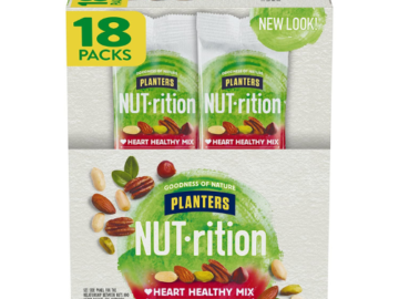 18-Count PLANTERS NUT-rition Heart Healthy Mix as low as $25.59 After Coupon (Reg. $56) + Free Shipping – $1.42 each 1.5oz snack pack! – Gluten-free!