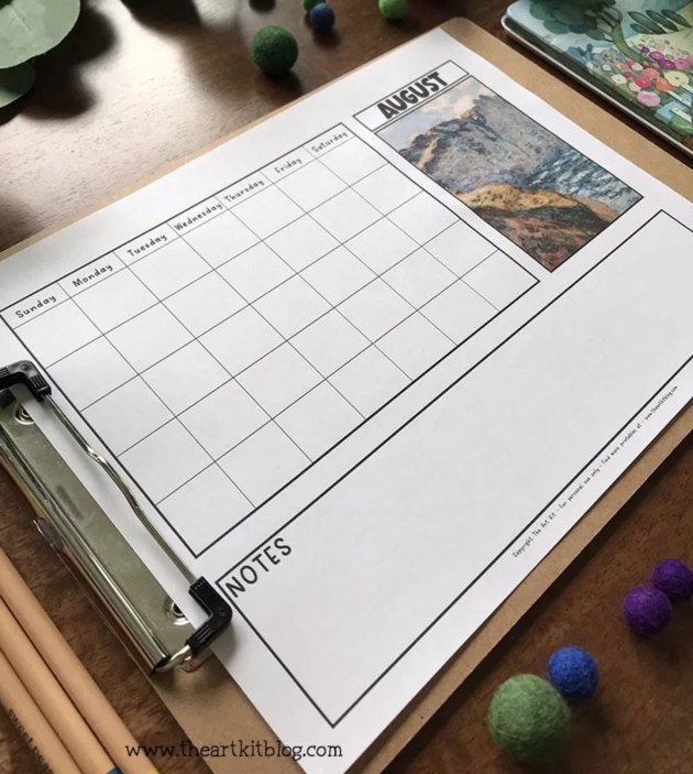 Free Printable 12-Month Monet Art Print Calendars