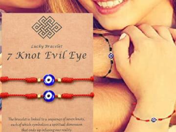 Today Only! 2-Pack 7 Knot “Evil Eye” Lucky Bracelets $7.99 (Reg. $10) – 5K+ FAB Ratings! $4 each, Suitable for Adults and Kids, 3 Colors + MORE Tarsus Jewelry Deals
