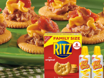 1 Family Size Box RITZ Original Crackers and 2 Cans of Easy Cheese Cheddar as low as $9.48 After Coupon (Reg. $26.73) + Free Shipping