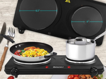 Elite Gourmet 1500W Electric Double Cast Iron Burner $26.99 Shipped Free (Reg. $49.99) – FAB Ratings! 37K+ 4.4/5 Stars!