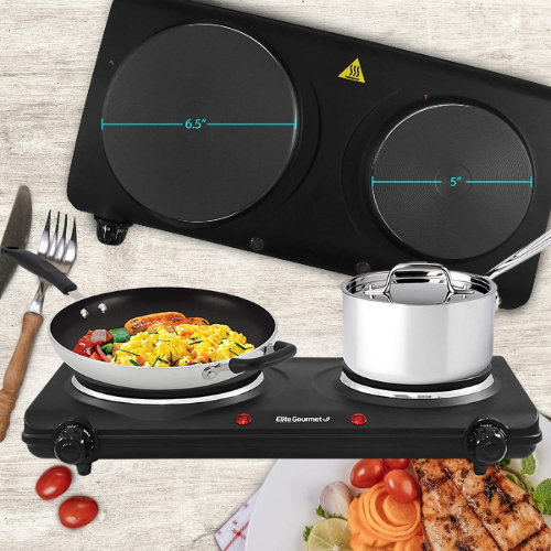 Elite Gourmet 1500W Electric Double Cast Iron Burner $26.99 Shipped Free (Reg. $49.99) – FAB Ratings! 37K+ 4.4/5 Stars!