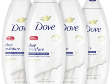 4-Pack Dove Body Wash (Deep Moisture or Sensitive Skin) as low as $11.97 After Coupon (Reg. $20.75) + Free Shipping – $2.84/22 Fl Oz Bottle!