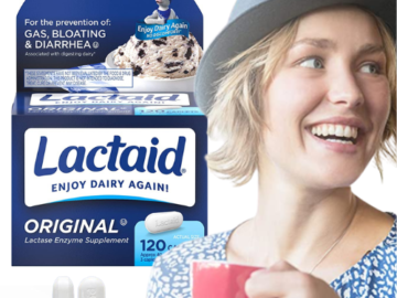 TWO 120 Count Lactaid Original Strength Lactose Intolerance Relief Caplets as low as $7.21 EACH After Coupon (Reg. $13.74) + Free Shipping – 6¢/Caplet – Buy 2, Save 50% on 1!