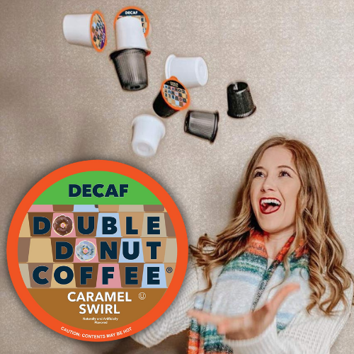 24-Count Caramel Swirl Medium Roast Decaf Flavored Coffee Pods from Double Donut as low as $10.83 After Coupon (Reg. $15.71) + Free Shipping – 45¢/capsule!