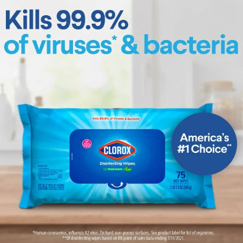 225-Count Clorox Disinfecting Wipes, Fresh Scent as low as $5.92 Shipped Free (Reg. $12) – $0.03/Wipe, Bleach-free