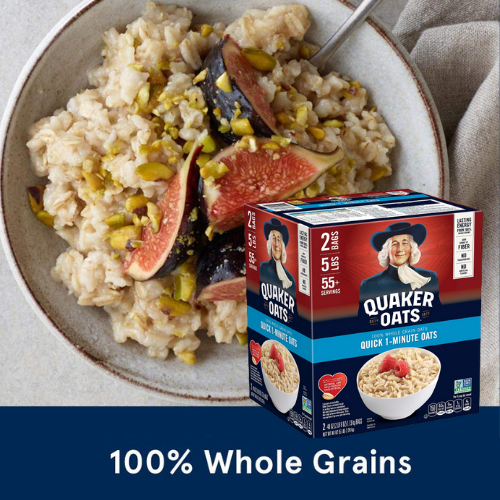 FOUR 55 Servings Quaker Quick 1-Minute Oatmeal as low as $7.14 EACH Box After Coupon (Reg. $11) + Free Shipping! Just 13¢ a serving! + Buy 4, Save 5%