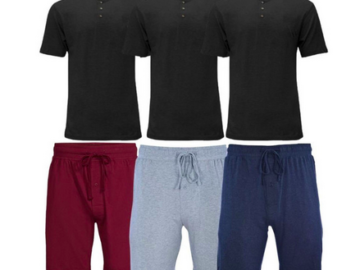 Men’s 6-Piece Lounge Shorts & Henley T-Shirt Set only $30.99 shipped!