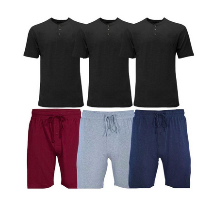 Men’s 6-Piece Lounge Shorts & Henley T-Shirt Set only $30.99 shipped!