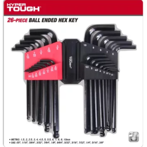 26-Piece Hyper Tough Heavy-Duty Ball End Hex Key Set $5 (Reg. $10) – 19¢ Each!