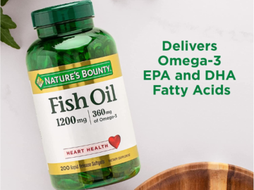 FOUR 200-Count Nature’s Bounty Fish Oil Softgels for Heart Health as low as $5.25 EACH Bottle (Reg. $18.29) + Free Shipping! 3¢/Softgel! + Buy 4, Save 5%