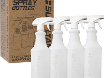 4-Pack Heavy Duty Leak Proof Plastic Spray Bottles $4.53 (Reg. $10) – $1.13/ 900-mL bottle!