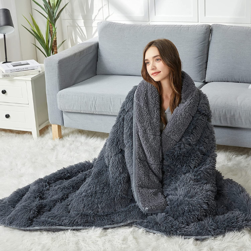 Sherpa Faux Fur Weighted Blanket, 15 lbs $25.64 After Code + Coupon (Reg. $56.99) + Free Shipping – Plush Weighted Throw Blanket for Twin Size Bed!