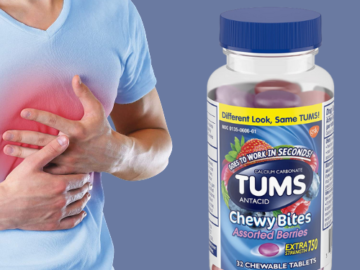 FOUR 32-Count TUMS Chewy Bites Antacid Tablets, Assorted Berries as low as $2.35 EACH Bottle After Coupon (Reg. $7) + Free Shipping! 7¢/Tablet! + Buy 4, Save 5% – Heartburn & Acid Indigestion Relief!