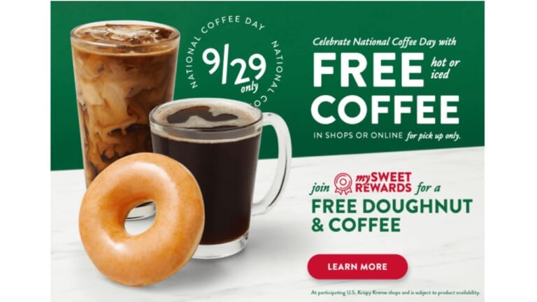 Free Coffee & Doughnut at Krispy Kreme 9/29