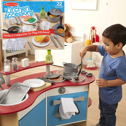 22-Piece Melissa & Doug Play Kitchen Accessories Playset $10.61 (Reg. $37.99) – FAB Ratings! – Utensils, Pot, Pans, and More