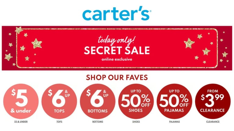 Carter’s | Secret Sale + Up to 50% off Holiday PJs