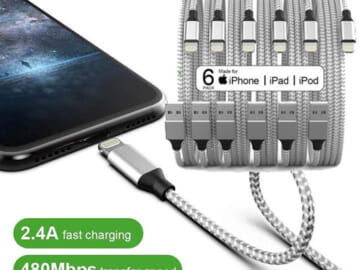 Amazon Prime Day: 6-Pack iPhone Charger Lightning Cables $9.59 Shipped Free ($22) – $1.60 Each! – Apple MFi Certified, Compatible for iPhone, iPad & iPod