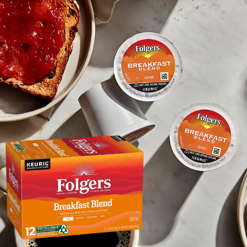 72-Count Folgers Breakfast Blend Mild Roast Coffee Keurig K-Cup Pods as low as $28.43 After Coupon (Reg. $74) + Free Shipping! $4.74/ 12-Count Box or 39¢/Pod!