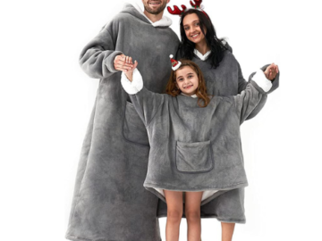 Hansleep Flannel Fleece Wearable Blanket Hoodie for Adults and Kids from $19.59 After Coupon (Reg. $28) + Free Shipping – 1.3K+ FAB Ratings!