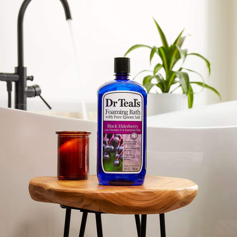 4-Pack Dr Teal’s Foaming Bath with Pure Epsom Salt (Black Elderberry with Vitamin D) as low as $17.87 After Coupon (Reg. $23.48) + Free Shipping – 9K+ FAB Ratings! $4.47/ 34 fl oz bottle