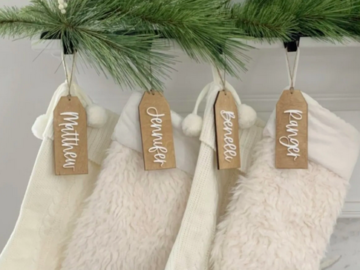 Wood and Acrylic Stocking Tag Gift Tags only $10.99 shipped!