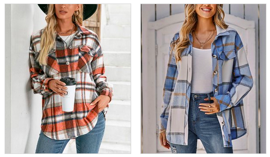 Plaid Shackets & Button-Ups only $16.99 + shipping!