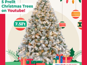 Yaheetech is Giving Away 5 Prelit Frosted Christmas Trees To Their Awesome Followers!