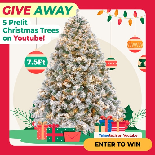 Yaheetech is Giving Away 5 Prelit Frosted Christmas Trees To Their Awesome Followers!