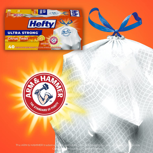 FOUR 40-Count Hefty Ultra Strong Tall Kitchen Trash Bags (Citrus Twist) as low as $6.11 EACH Box Shipped Free (Reg. $11.29) – 15¢/ 13-Gallon Trash Bag! + Buy 4, Save 5%