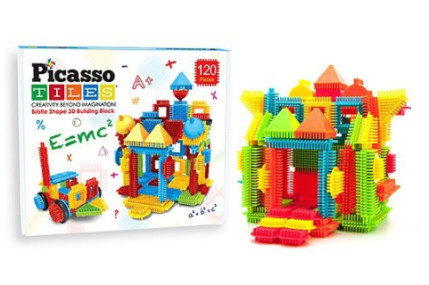 PicassoTiles 120-Piece Assorted Bristle Blocks Set only $19.99!