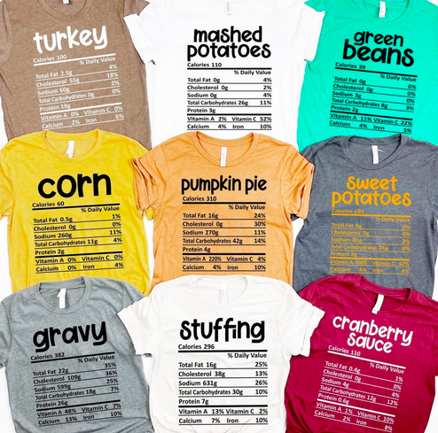 Thanksgiving Food Tees only $18.99 shipped!