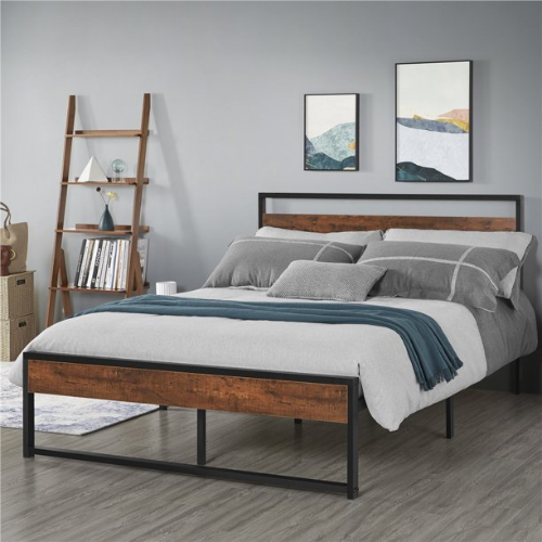 Bring A Natural Accent To Your Room With This Easyfashion Rustic Metal Platform Bed For Only $125.98 Shipped Free (Reg. $149.87)