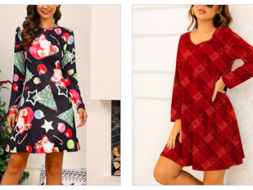 Festive Long-Sleeve Dresses only $14.99 + shipping!