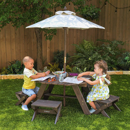 KidKraft Wooden Octagon Table, Stools & Umbrella Set $53.30 Shipped Free (Reg. $95) – Made of wood and durable canvas!